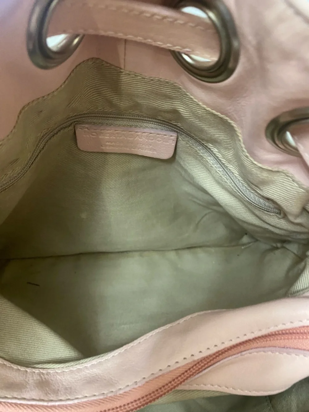 Roberta Gandolfi Pink Drawstring Shoulder Bag Side Ruffles Silver Hardware